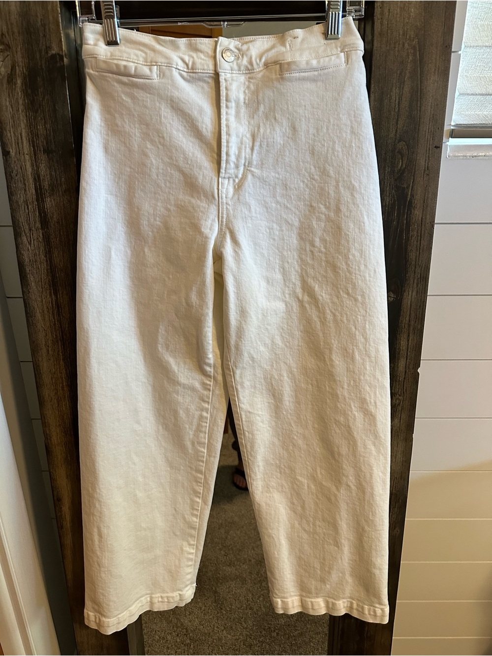 Madewell Emmett Wide Leg Crop Pants Womens 26 Ivory Cream High Rise Denim